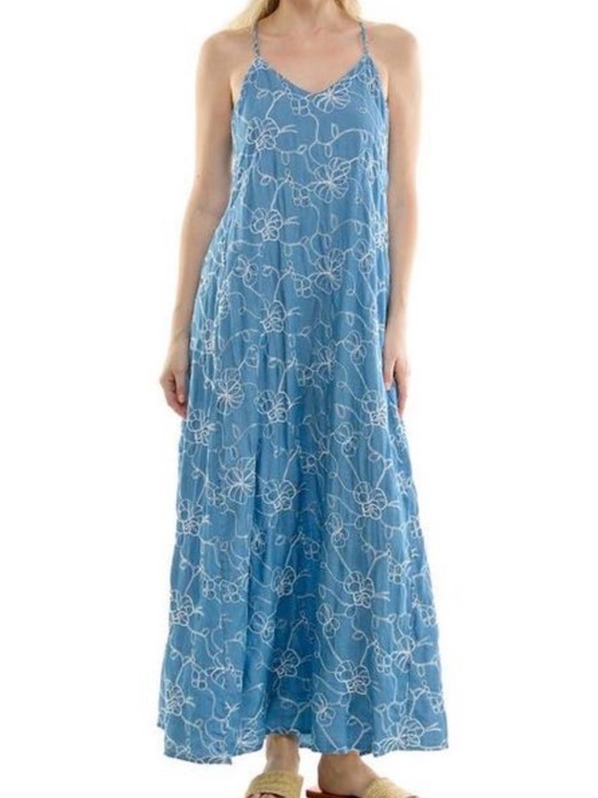 Nicole Miller Dresses & Skirts - Nicole Miller Light Blue Floral Lace-Overlay Maxi Dress